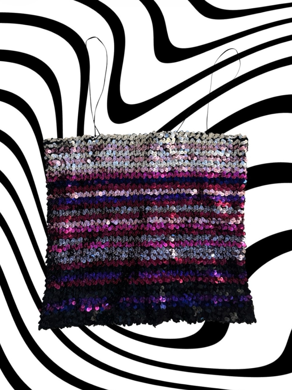 Sequin Stripe Crop Top Tank - Multicolor